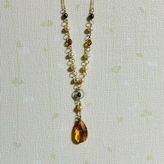 特大トパーズ 真珠 パール ネックレス 未使用の画像