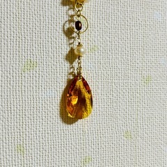 特大トパーズ 真珠 パール ネックレス 未使用の画像