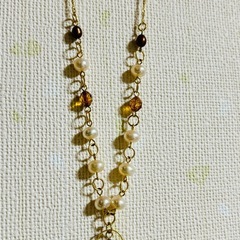 特大トパーズ 真珠 パール ネックレス 未使用の画像