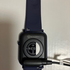 スマートウォッチ本体 黒充電ケーブル付き 目立った傷や汚れなしの画像