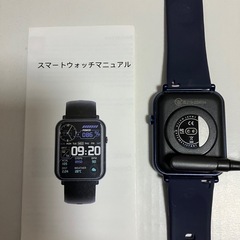 スマートウォッチ本体 黒充電ケーブル付き 目立った傷や汚れなしの画像