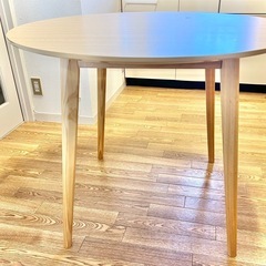 90cm 円形 ダイニングテーブル 木製 ホワイトナチュラルの画像