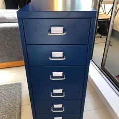 IKEA HELMER キャスター付キャビネット　青　
