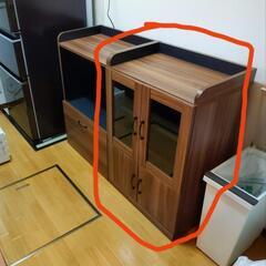 食器棚（両開き）木目調ダークブラウン