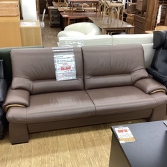 KB-30【新入荷　リサイクル品】カリモク家具　チターノ　本革　ワイド2シーターソファ　ブラウンの画像