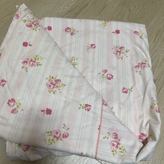 セミダブル掛け布団カバー 綿  ファスナー式 ピンク薔薇柄の画像