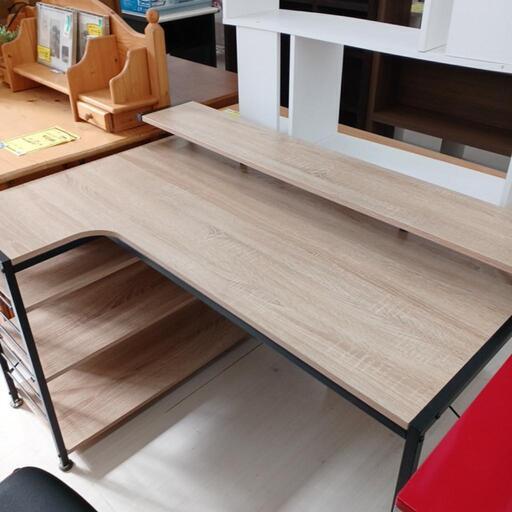 ★ジモティー割あり★簡易L字PCデスク　BK/NA　 高さ(H)80cm× 幅(W)120cm× 奥行(D)55cm【joh4289】