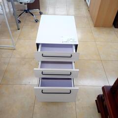 ★ジモティ割あり★  袖机 白 H60×D55×W41 クリーニング済み OJ7984の画像