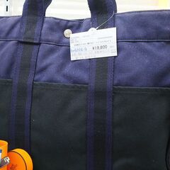 HERMES　フールトゥ　MM　ネイビー×ブラック　キャンバスト...