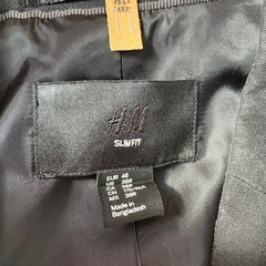 クリーニング済　H&M メンズ スリムフィット リネンジャケット ブラック サイズ48の画像