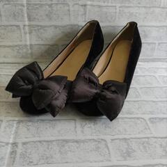 【未使用品】パンプス Sサイズ 黒 リボン付き
