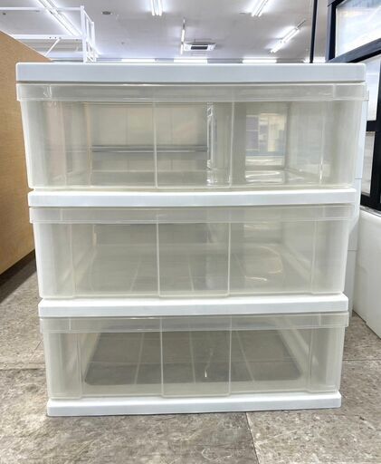 ★ジモティ割あり★  衣装ケース 白 H60×D38×W54 クリーニング済み TJ10927