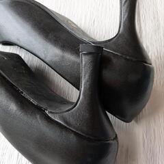 【1回使用】シンプル　パンプス　24cm EEE　黒の画像