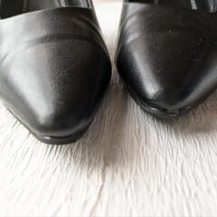 【1回使用】シンプル　パンプス　24cm EEE　黒の画像