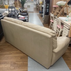 S755 ⭐ ジモティー限定価格！レザー3Pソファー 本革 ベージュ 幅210cm 