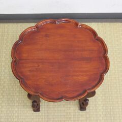 【ヤ取終了2/21】≪ZU1316ジ≫ メーカー不明 李朝膳/お膳台 花型 全高約25.5㎝ 小盤/ソバン 置台/飾り台 ティーテーブル 李朝家具/インテリア 韓国の画像