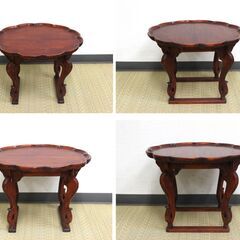 【ヤ取終了2/21】≪ZU1316ジ≫ メーカー不明 李朝膳/お膳台 花型 全高約25.5㎝ 小盤/ソバン 置台/飾り台 ティーテーブル 李朝家具/インテリア 韓国の画像