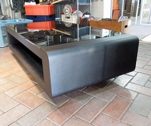 ニトリ ガラス天板 センターテーブル ベルネ 幅120㎝ ダークブラウン ローテーブル 座卓 シンプル 札幌市東区 新道東店 幅120cm] ガラス天板センターテーブル(ベルネ F BK) 【配送員設置 