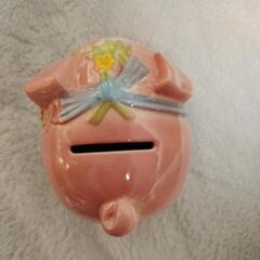 置物 小型 豚 貯金箱  陶器 レトロ の画像