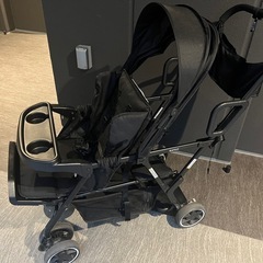 二人乗りベビーカー　レインカバー付き