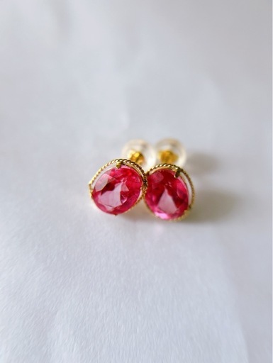 【新品】K18ピンクトパーズピアス