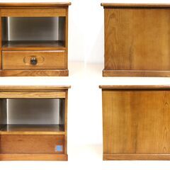 【東7/5】≪ZR233ジ新≫ 電話台/サイドチェスト/花台 ラタン/籐/トウ 木製 収納棚/置台/飾り台 抽斗/引出 インテリア/インテリア小物 現状品の画像