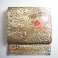袋帯   献上文様 花 蝶 六通柄