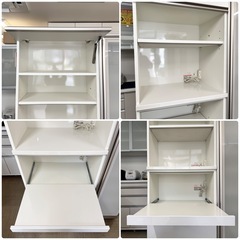 【超美品‼️】定価20万♪ 綾野製作所 110cm幅キッチンボード(シャンティ) 食器棚 収納家具 鏡面仕上げホワイト♪の画像
