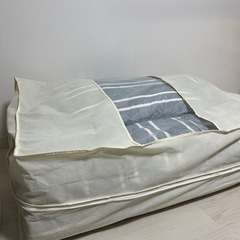 【7点】 布団セット シングル ポリエステル綿 ボーダーアイスグレーの画像