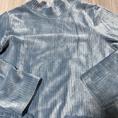 コーデュロイ　ワンピース　ブルー　女の子　服　ファッション　長袖　冬　コーディネート　子供　西松屋　120の画像