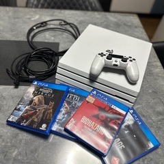 PS4 pro 1TB ホワイト【SSD換装済】ソフト4本付