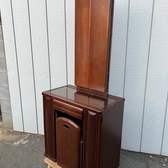 ■大塚家具 ドレッサー 鏡台 三面鏡■OTSUKA 3面鏡 椅子に破損箇所あり■昭和レトロ アンティーク サイズ：(約)幅70 奥行40 高さ170 cmの画像
