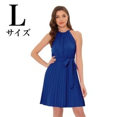 新品【Lサイズ】ワンピース サマードレス ノースリーブ プリーツ...