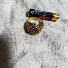 ≒j→→→m17-32★双頭の鷲イーグル 金彩レリーフ彫刻ダイヤモンド K18GFゴールドリング誕生日プレゼント連休旅行初春冬ギフト国内発送の画像