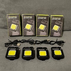 LED COB 小型 ライト 投光器 ４個セット 作業灯 ワークライト 懐中電灯 照明 ミニライト 防水 USB充電式 カラビナの画像