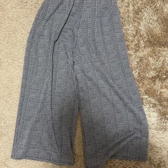 チェック柄リボン付きワイドパンツ Mサイズの画像