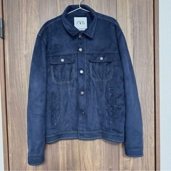 ZARA メンズ  デニム風 ネイビー
 スエードジャケットの画像