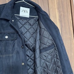 ZARA メンズ  デニム風 ネイビー
 スエードジャケットの画像