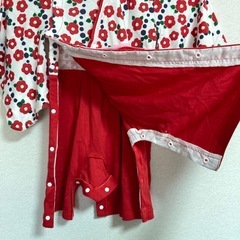 袴ロンパース　椿レッド　90cmの画像