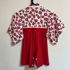 袴ロンパース　椿レッド　90cmの画像