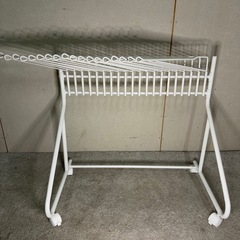 【415】ホワイト スチール 室内物干し キャスター付き