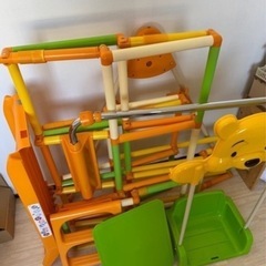 くまのプーさん　おりたたみキッズパークEX プラス ジャングルジム おりたたみ　室内 遊具 すべり台 ブランコ ブランコパークDX 室内の画像