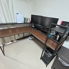 L字デスク ラック一体型 スチール脚 木製  LOWYA[幅14...