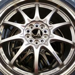 ホイール4本セット 17インチ RAYS VOLK RACING CE-28N BR 7.5JJ PCD100 5H +50 レイズ ブリジストン 215/45ZR17 中古 苫小牧西店の画像