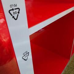 赤色・収納ラック　2段✕2列　背無し　の画像