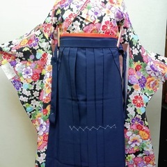 女子袴　M 紺色無地ユーズド美品　の画像