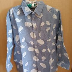 FAT ANIMALS　メンズ長袖シャツ　くじら柄　LLサイズ