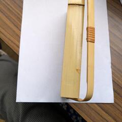 未使用竹製薬味入れ3ッ切 ミニトング付 の画像