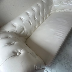 脚付き ローソファ 2人掛けソファ 🛋 ホワイト ✨️の画像
