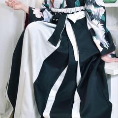  卒業式 成人式 鶴柄 バイカラー袴　卒業 袴 セット 二尺袖着物 の画像